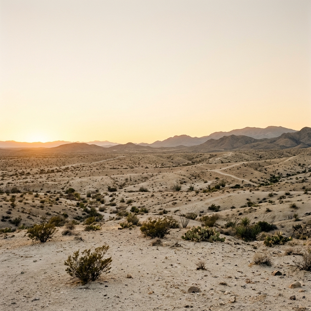 Desierto chihuahuense al atardecer — el territorio de EL XIHUAHUA